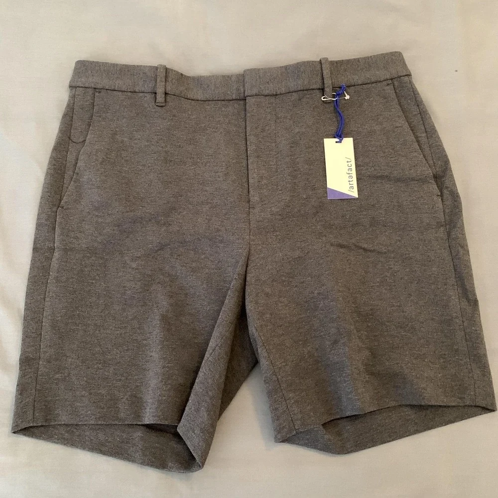 /artefact/‎ Shorts Mens 34 Gray Jersey Chino Stretch Knit Casual Golf Pockets